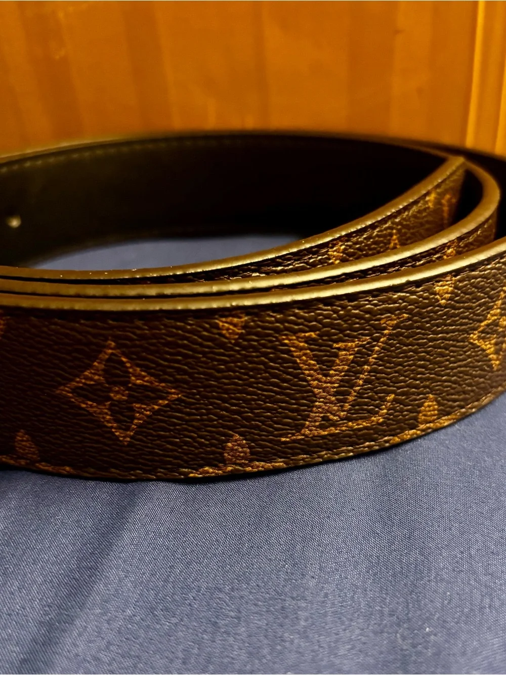 New  Brown Monogram Belt with Gold and Silver LV Buckle